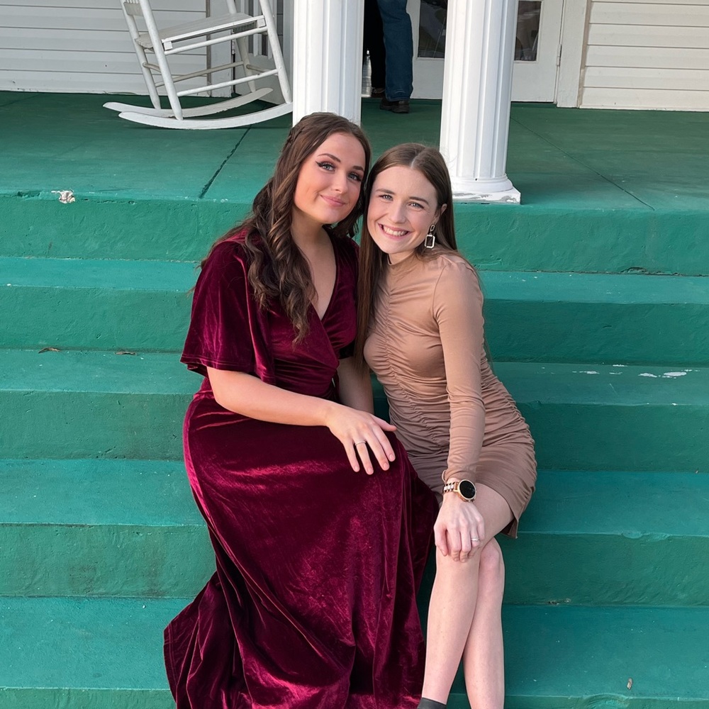Baltic Born Burgundy velvet bridesmaids dress. Worn Once, size small. Front tie